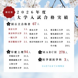 2026年度 大学入試 合格実績(最終確定版)