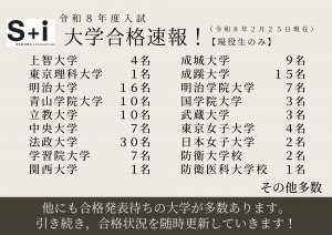 【２月２５日現在】令和８年度大学入試　合格速報！