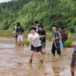 三日目は田植え実習　約4時間