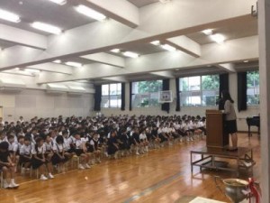 2学期始業式・１年生引き取り訓練が行われました