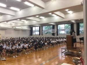 2学期始業式・１年生引き取り訓練が行われました